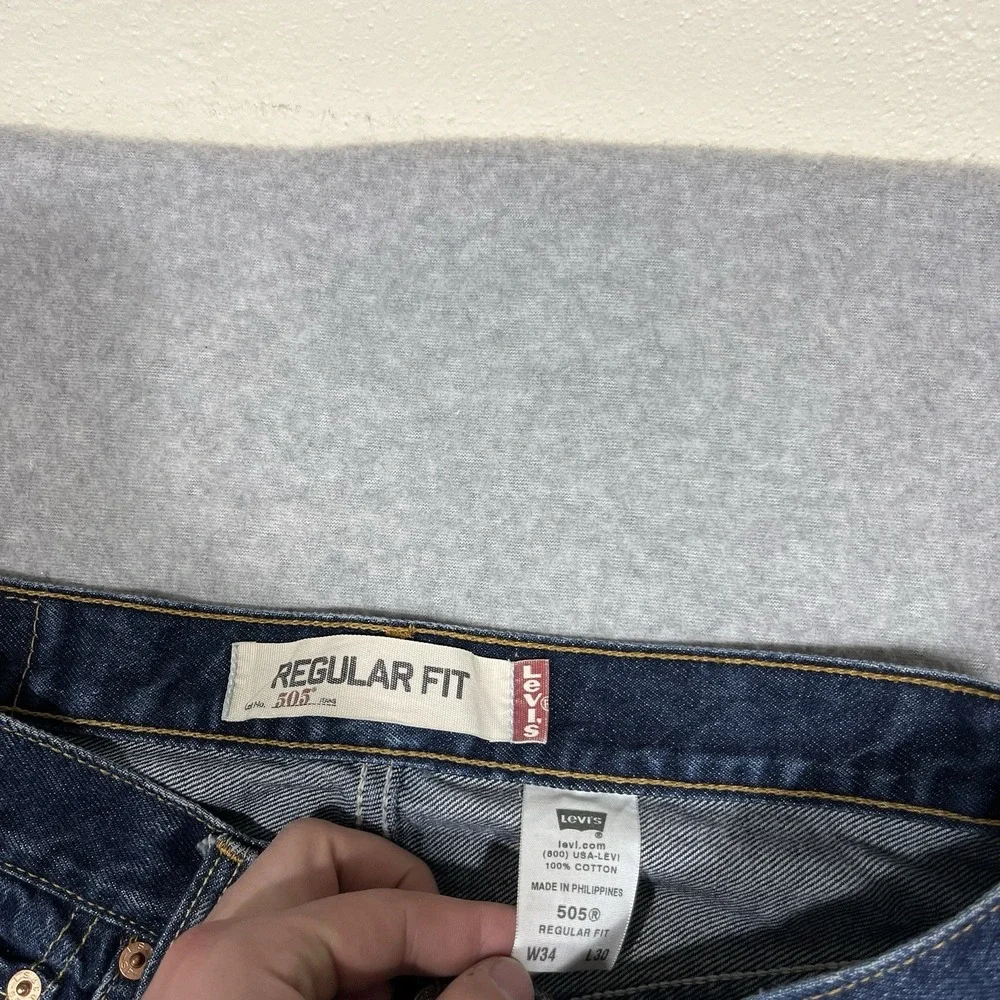 Vintage Levis Jeans Mens 34x30 (Fit 32x30) Blue 505 Straight Denim Dark 2004 Zip